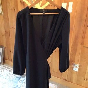 JCrew US20 Classic Black Wrap Dress Long Sleeve MIDI length